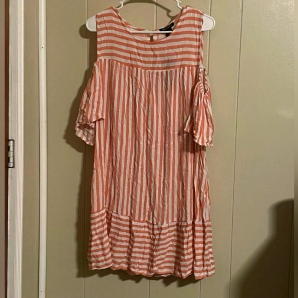 Robert Louis NWT Cold Shoulder Striped Dress Or Tunic